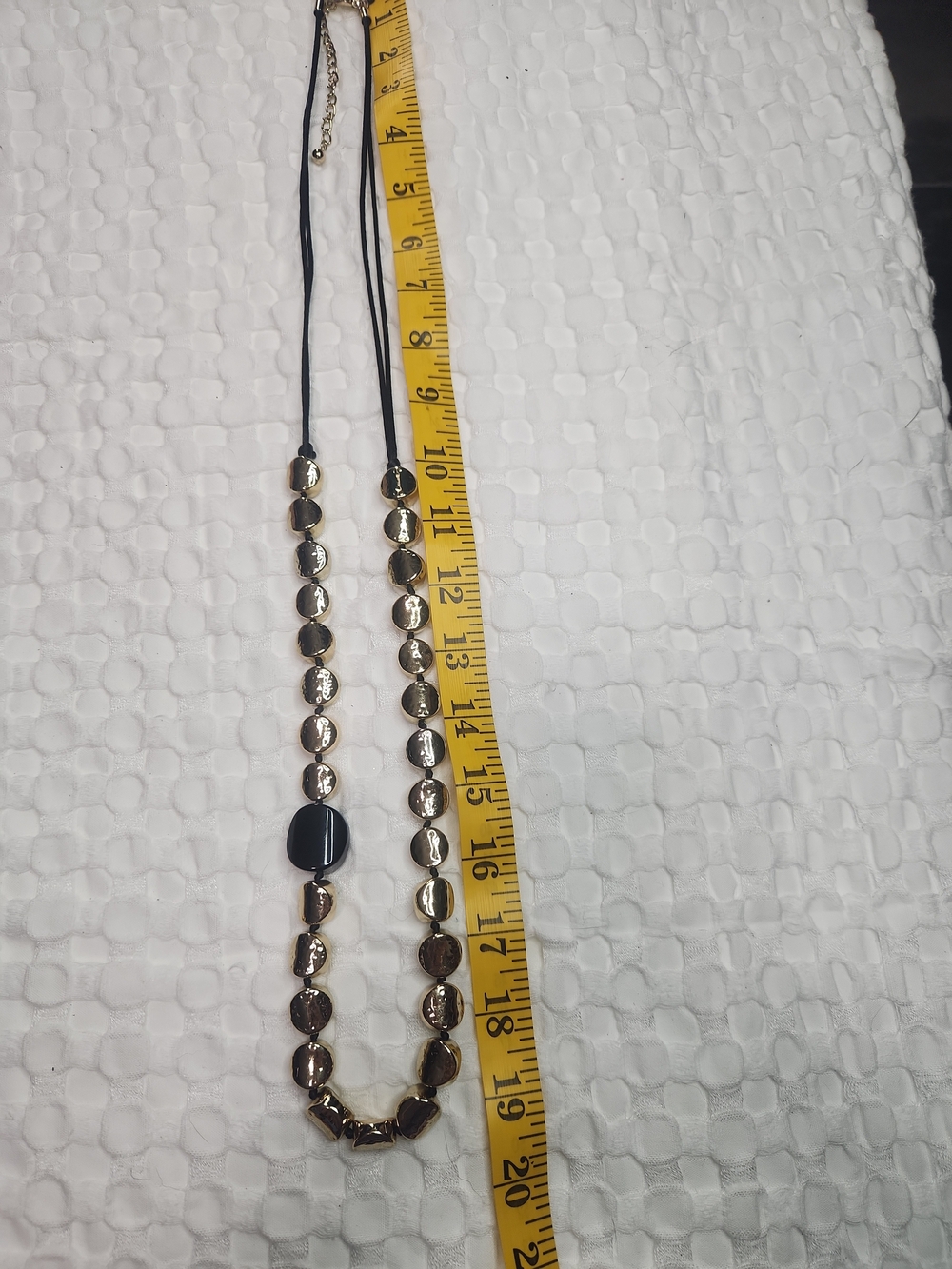 Chico's Gold and Black Bead Long Necklace